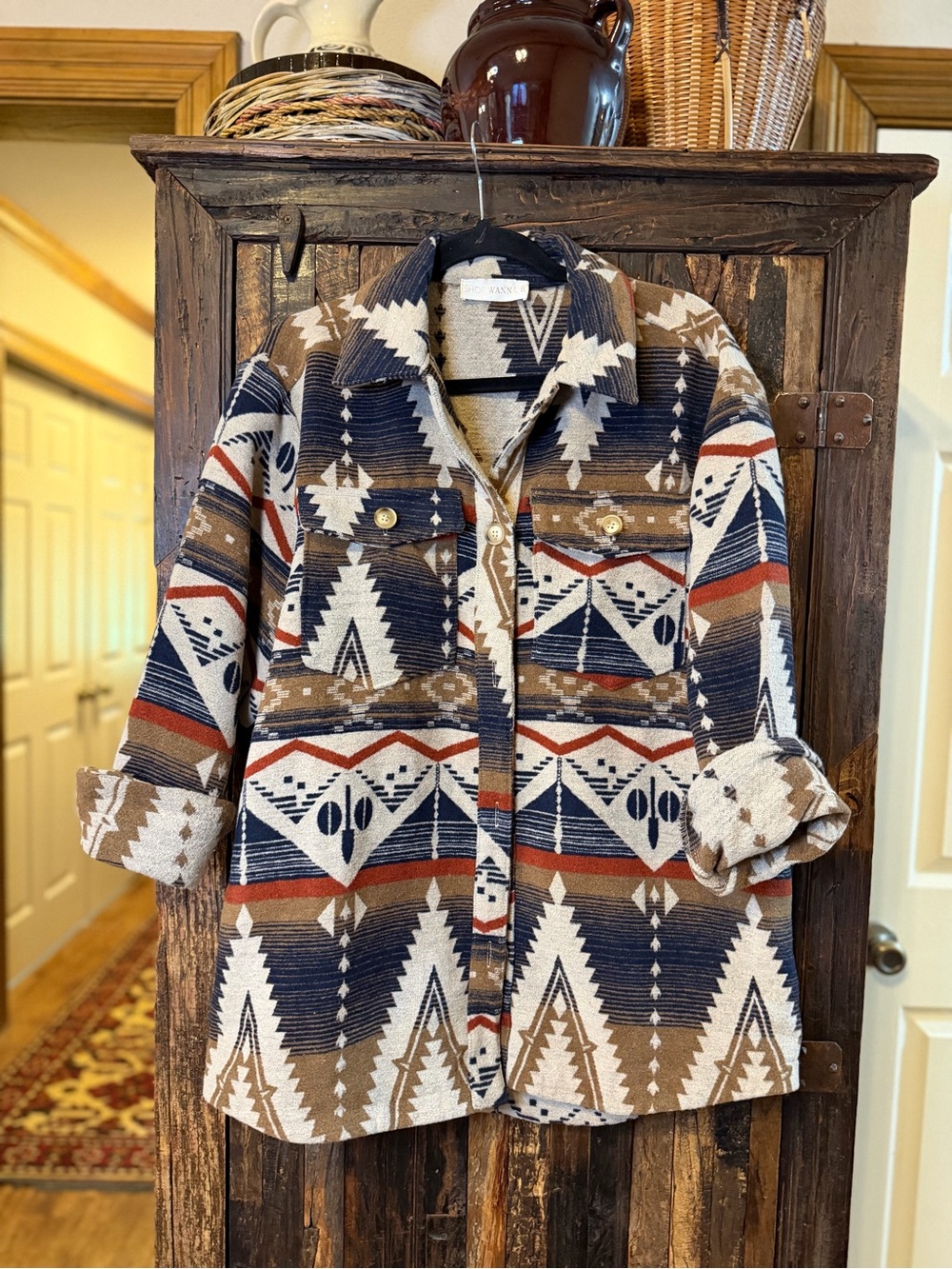 Shop Wanna B Aztec Southwestern Shacket M Western Ranch Yellowstone Boho Rodeo